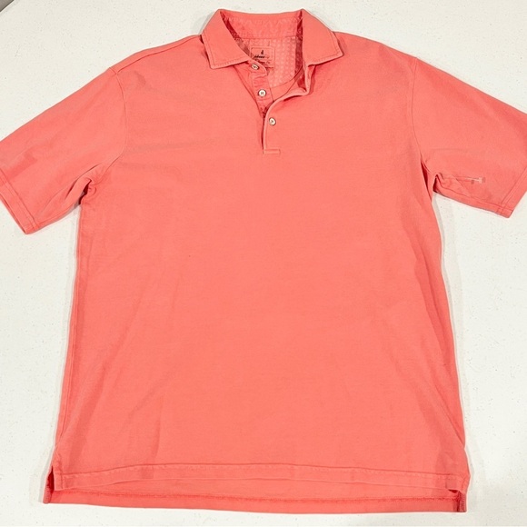 johnnie-O Shoreline Pique Polo shirt Melon (orange salmon color) NWOT MEDIUM - Picture 2 of 7
